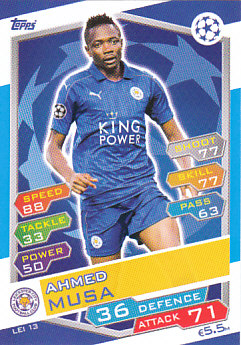 Ahmed Musa Leicester City 2016/17 Topps Match Attax CL #LEI13